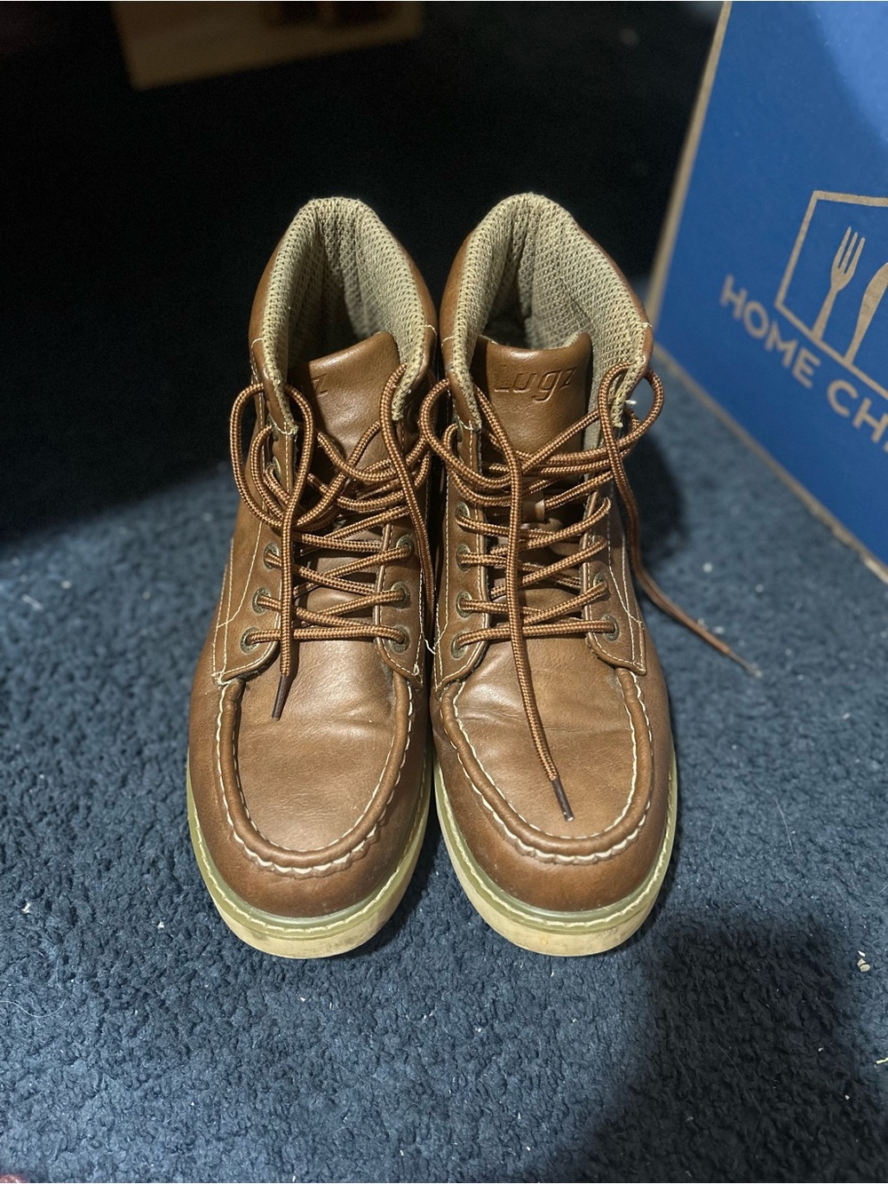 LUGZ Men's Brown Leather Chukka Boots with Cream Sole